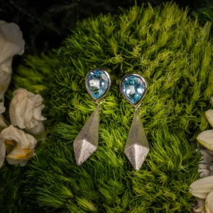 Blue Topaz Obelisk Earrings